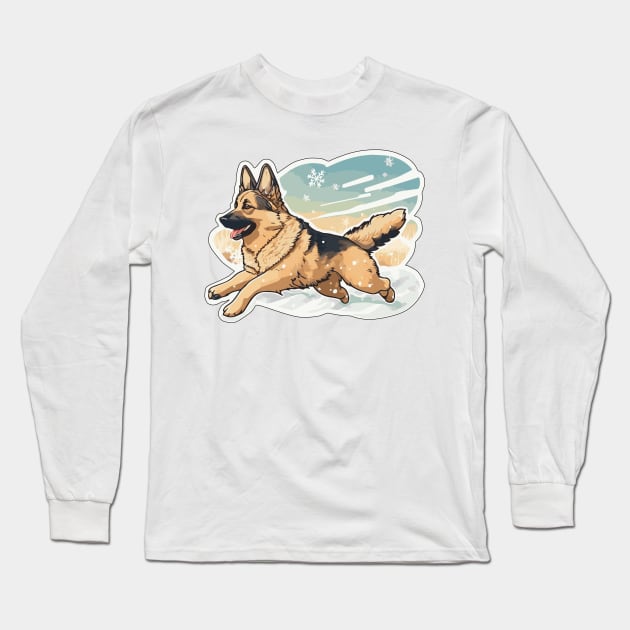 German Sheppard Sticker Long Sleeve T-Shirt by SquishyKitkat